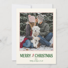 Tarjeta Festiva Modern Photo Christmas Card with Candy Cane