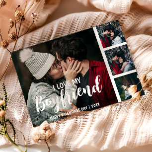 Tarjeta Festiva Modern photo collage I love My Boyfriend