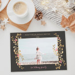 Tarjeta Festiva Modern photo mistletoe Christmas chic gold frame<br><div class="desc">Modern photo merry Christmas minimalist frame. upload your photo on a hand painted faux gold foil mistletoe watercolor</div>