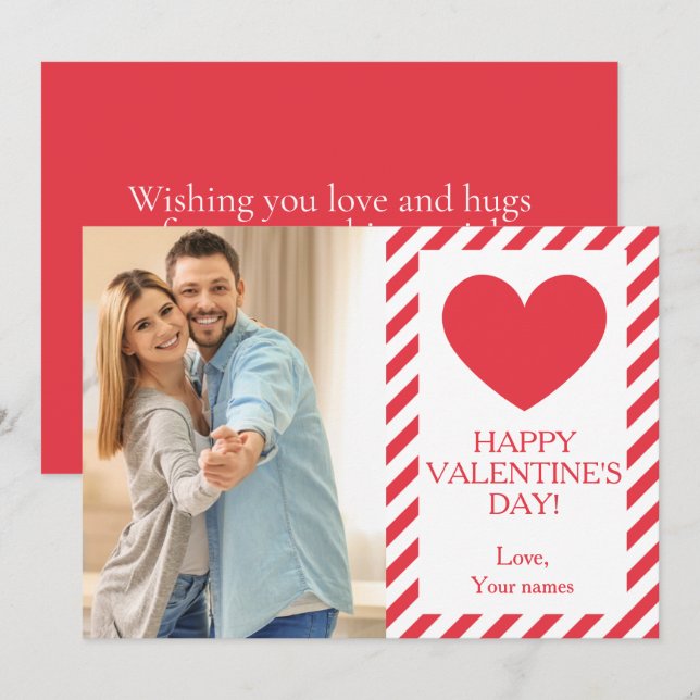 Tarjeta Festiva Modern Photo Red Cute Valentine's Day (Anverso / Reverso)
