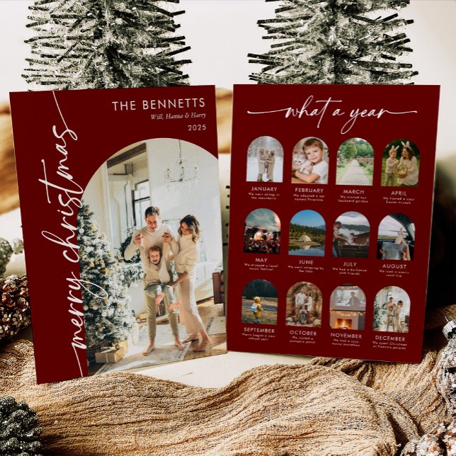 Tarjeta Festiva Modern Photo What A Year Merry Christmas  (Subido por el creador)