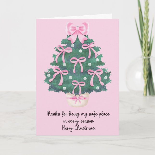 Tarjeta Festiva Modern Pink Merry Christmas Folded (Anverso)