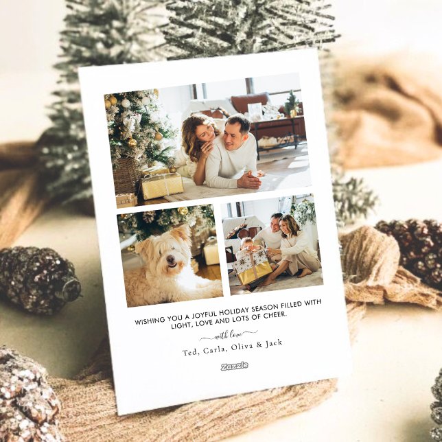 Tarjeta Festiva Modern Plaid 4 Photo Christmas  (Subido por el creador)