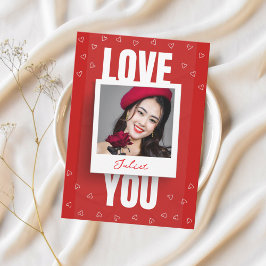 Tarjeta Festiva Modern Red Love You Photo Valentine’s day 