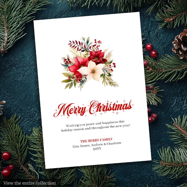 Tarjeta Festiva Modern Red Poinsettia Botanical Greeting Card (Modern Red Poinsettia Botanical Greeting Card

)