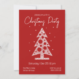 Tarjeta Festiva Modern Red & White Christmas Party Invitation