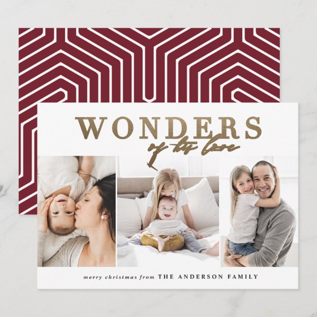 Tarjeta Festiva Modern religious chic gold multi photo christmas (Anverso / Reverso)