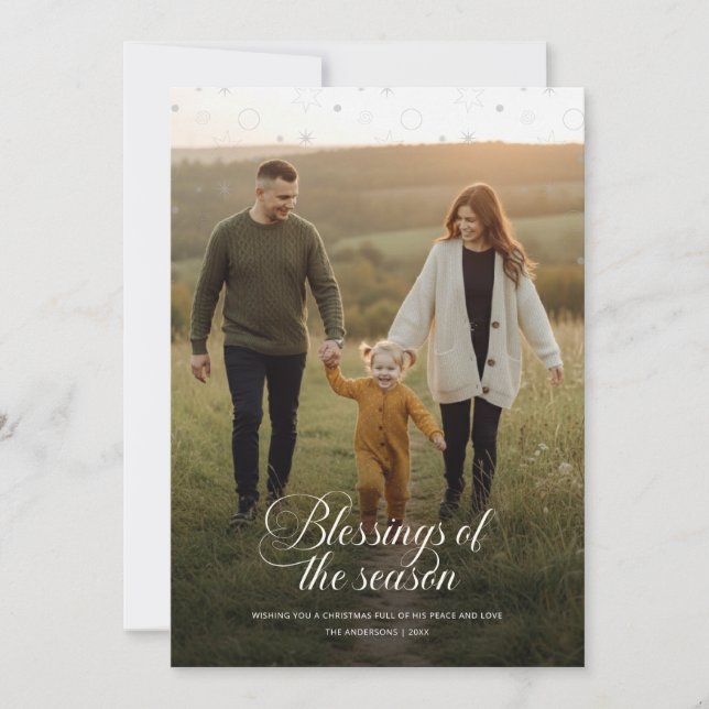Tarjeta Festiva Modern Religious Christian Family Photo Christmas (Anverso)