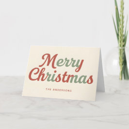 Tarjeta Festiva Modern Retro Script Merry Christmas