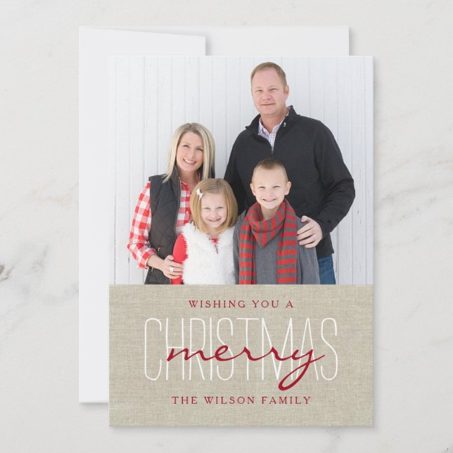 Tarjeta Festiva Modern Rustic Merry Christmas Holiday Photo Card (Anverso)