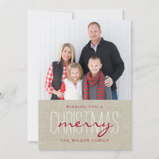 Tarjeta Festiva Modern Rustic Merry Christmas Holiday Photo Card