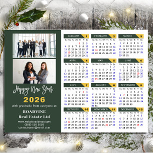 Tarjeta Festiva Modern Sage Green 2026 Calendar Business 2 Photo