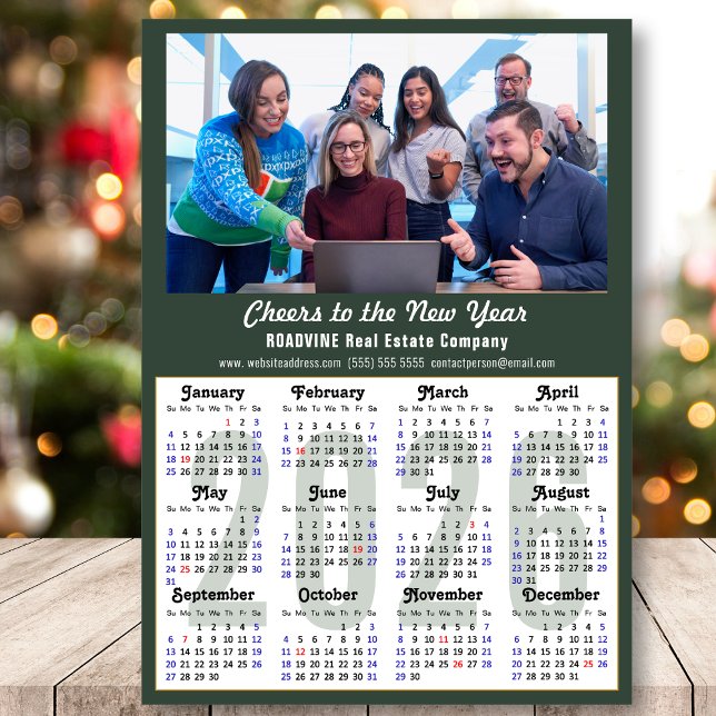 Tarjeta Festiva Modern Sage Green 2026 Calendar Business Photo (Subido por el creador)