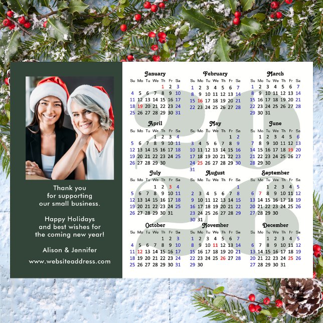 Tarjeta Festiva Modern Sage Green 2026 Calendar Business Photo (Subido por el creador)