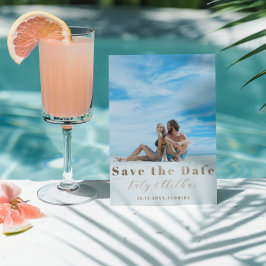 Tarjeta Festiva Modern Save the Date Faux Gold