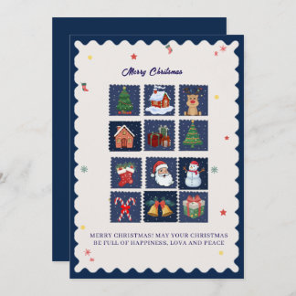 Tarjeta Festiva Modern Scandi with Festive Icons Flat Holiday Card
