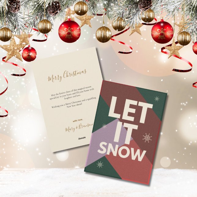 Tarjeta Festiva Modern Script Let it Snow Non Photo Christmas (Modern Let it Snow Christmas Card)