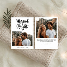 Modern Script Married & Bright Newlywed Photo