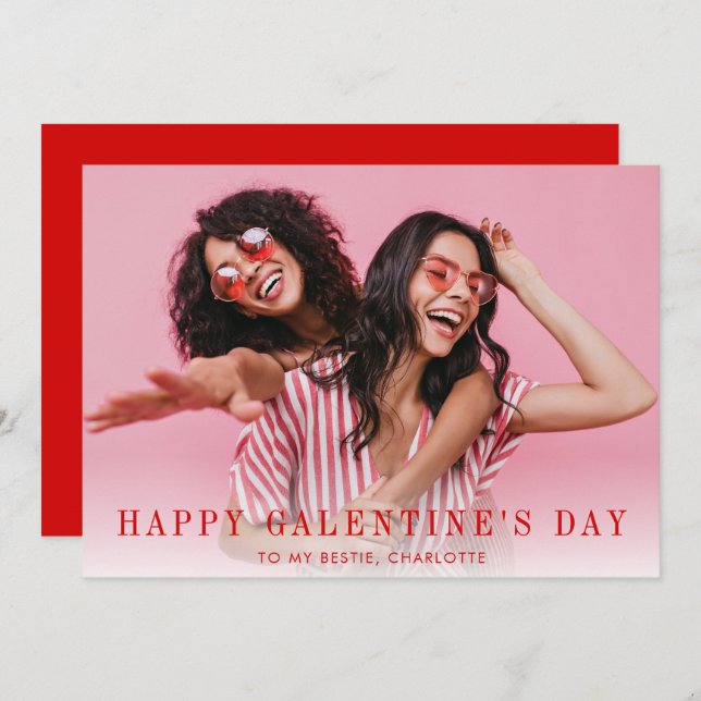 Tarjeta Festiva Modern Simple Happy Gelantine's Day Photo (Anverso / Reverso)