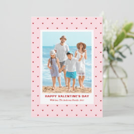 Tarjeta Festiva Modern Simple Red Pink Hearts Photo Valentines Day