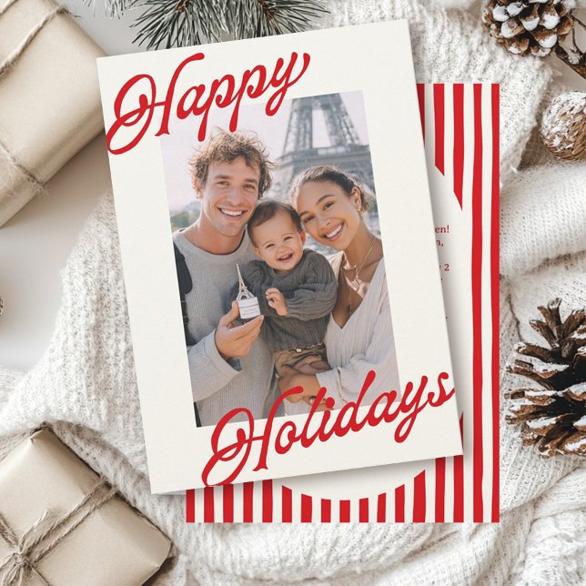 Tarjeta Festiva Modern Stripes Bright Red Minimalist Happy  (Subido por el creador)