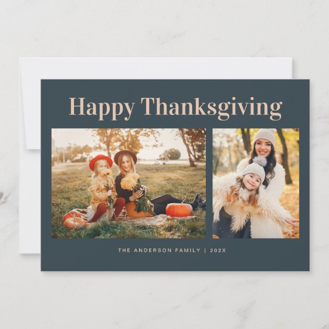 Tarjeta Festiva Modern Text Fall Happy Thanksgiving Photo  (Anverso)