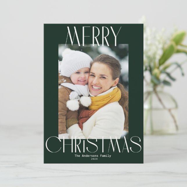 Tarjeta Festiva modern text merry christmas card (Anverso de pie)