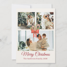 Tarjeta Festiva Modern Three-Photo Holiday Family Collage