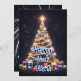 Tarjeta Festiva Modern Tree New Year Holiday Card