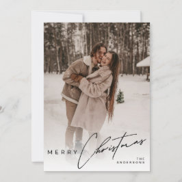 Tarjeta Festiva Modern Trendy Photo Elegant Script Christmas 