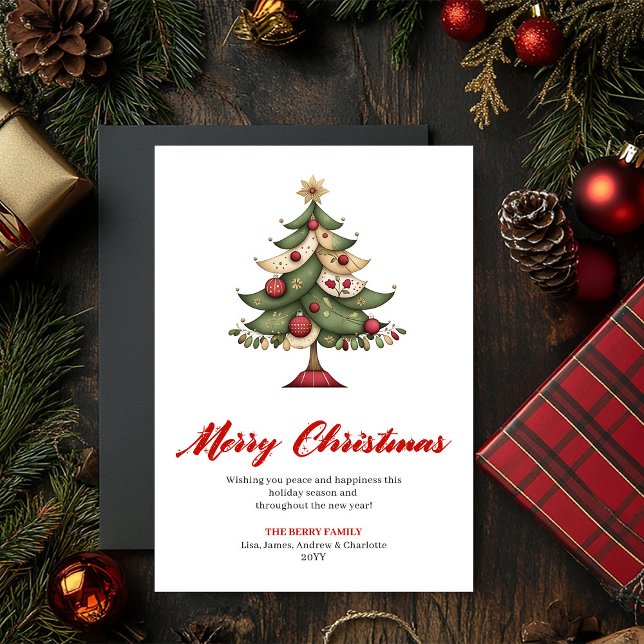 Tarjeta Festiva Modern Whimsical Christmas Tree Greeting Layout (Modern Whimsical Christmas Tree Greeting Layout)