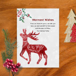 Tarjeta Festiva Modern Winter Red Moose Scandi Japandi Christmas<br><div class="desc">This beautiful modern style Christmas card features a Japandi design blending Scandi and Japanese styles seamlessly. The color scheme of the card is white, grey, green, red and black. The design features a Scandinavian folk style moose with a bough of greenery with berries. The greeting on the card reads "From...</div>