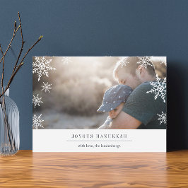 Tarjeta Festiva Modern Wish Hanukkah Photo Card | Editable Message