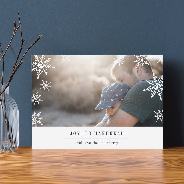 Tarjeta Festiva Modern Wish Hanukkah Photo Card | Editable Message (Subido por el creador)