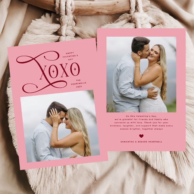 Tarjeta Festiva Modern XOXO Couples Photo Happy Valentines Day (Subido por el creador)