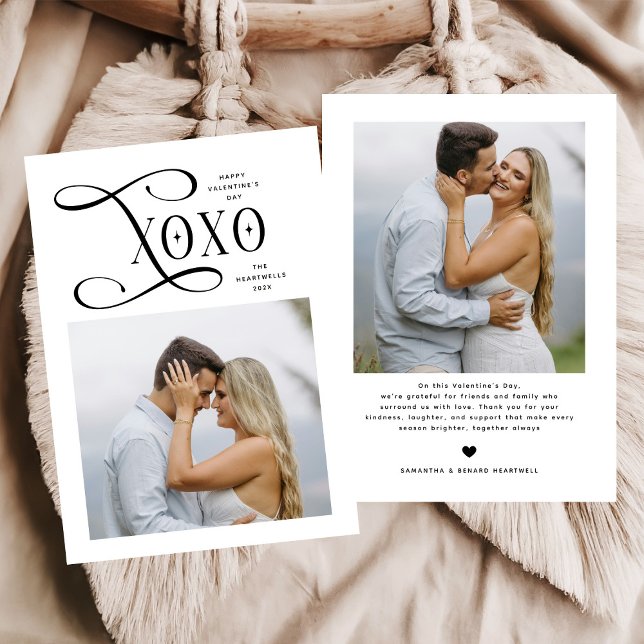 Tarjeta Festiva Modern XOXO Couples Photo Happy Valentines Day (Subido por el creador)