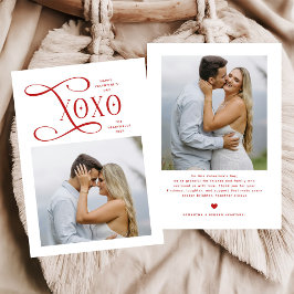 Tarjeta Festiva Modern XOXO Couples Photo Happy Valentines Day