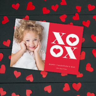 Tarjeta Festiva Modern XOXO Valentine's Day Photo