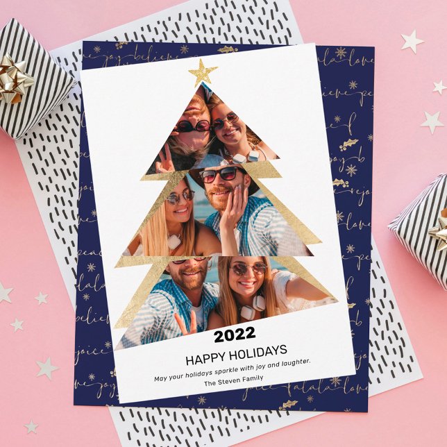 Tarjeta Festiva Moderna abstracta Triangles fotografía árbol de na (Subido por el creador)