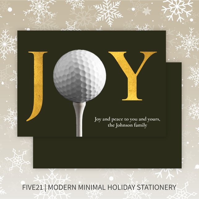 Tarjeta Festiva Moderna alegría de golf y Navidades verdes oscuros (Subido por el creador)