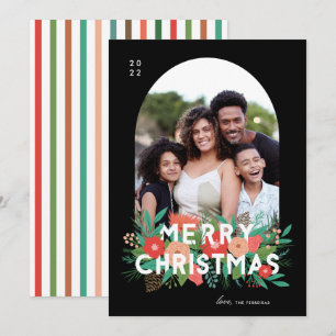Tarjeta Festiva Moderna audaz floral Merry Christmas Arch Photo