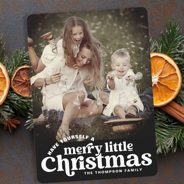Tarjeta Festiva Moderna audaz foto de la familia Retro Merry Chris (Subido por el creador)