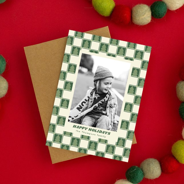 Tarjeta Festiva Moderna audaz foto de Navidades retro-verdes (Subido por el creador)