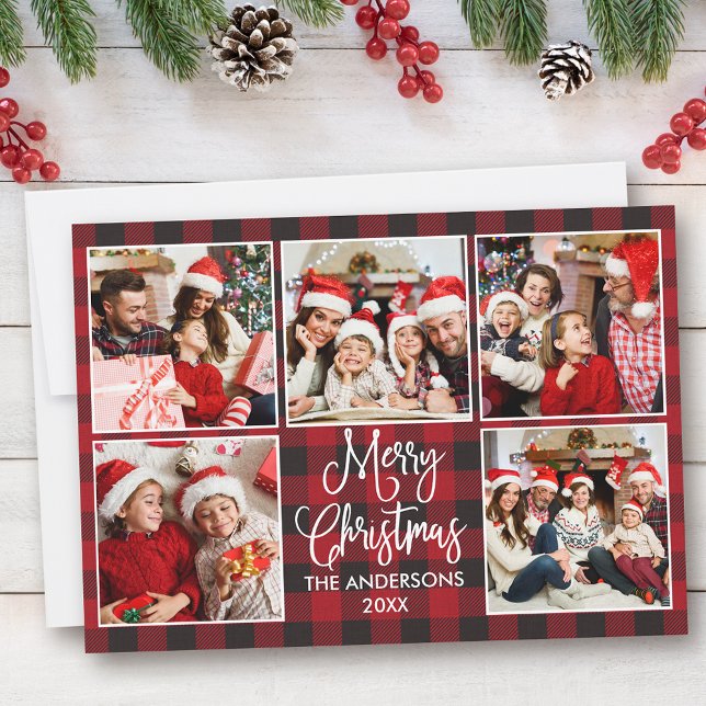 Tarjeta Festiva Moderna caligrafía divertida 5 Navidades de fotogr (Customize to add text to back of card.)