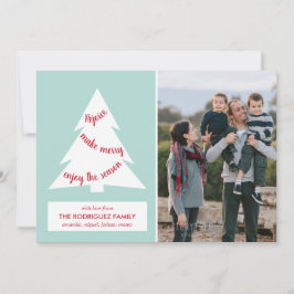 Tarjeta Festiva Moderna Casa de la Moneda Verde de Árbol de Navida