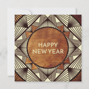 Tarjeta Festiva Moderna Elegancia Clásica Madera Art Decó Marco Añ