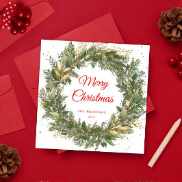 Tarjeta Festiva Moderna elegancia Navidades Wreath de vegetación b