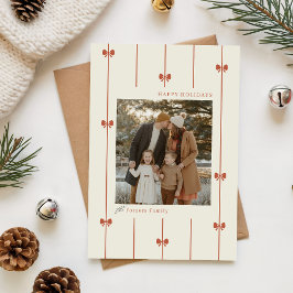 Tarjeta Festiva Moderna Elegante Arco Rojo Familia Niños Foto Navi