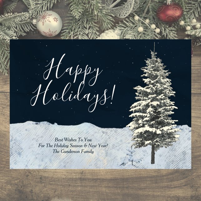 Tarjeta Festiva Moderna Elegante Fiesta de Invierno (Celebrate the Holiday Season and New Year! Elegant and simple holiday card.)
