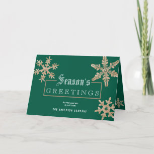 Tarjeta Festiva Moderna Empresa de Madera Vintage Green Snowflake